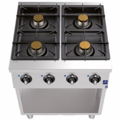 Fourneau gaz sur base ouverte avec 4 foyers puissance 26 kW - 700 x 700 x 850 mm Fourneau gaz sur base ouverte avec 4 foyers puissance 26 kW - 700 x 700 x 850 mm