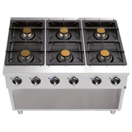 Cuisinière professionnelle sur soubassement ouvert avec 6 brûleurs 39 kW - Virtus - ACA2023 Cuisinière professionnelle sur soubassement ouvert avec 6 brûleurs 39 kW - Virtus - ACA2023