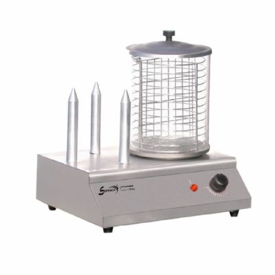 Chauffe saucisses avec conteneur  couvercle inox 3 plots - 120 pices/h