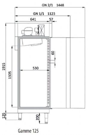 Armoire négative inox 1 porte GN1/1 et 1 porte GN2/1 vitrées isolation 85 mm - 964 litres
