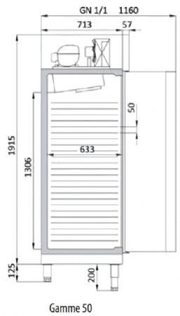 Armoire négative inox GN1/1 avec 1 porte vitrée isolation 85 mm - 303 litres
