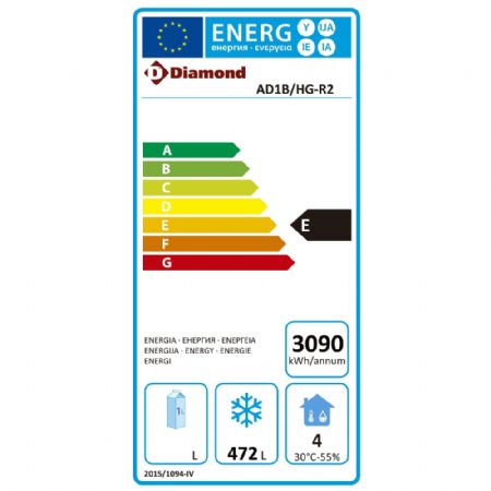 Armoire réfrigérée négative 700 L ventilée, 1 porte vitrée GN 2/1 - Diamond - AD1B/HG-R2