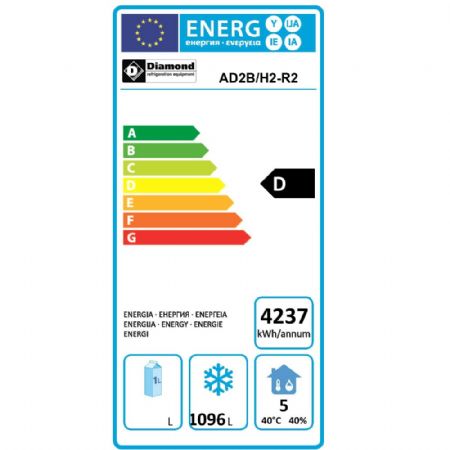 Armoire congélateur professionnelle ventilé 1400 litres avec 2 portes pleines - Diamond - AD2B/H2-R2