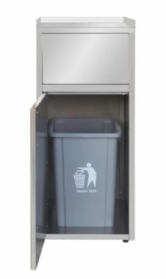 Poubelle fast food inox carr�e - 60L