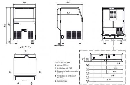 Machine � gla�ons grains professionnelle sous comptoir 70 kg/24h avec r�serve 25kg