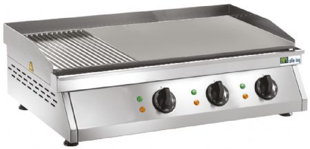 Plaque  snacker lectrique 3 zones 835x400mm surface rainure - 9kW