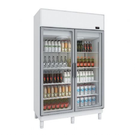 Armoire d'exposition rfrigre vitre blanche 2 portes battantes +0 / +7C - 750L