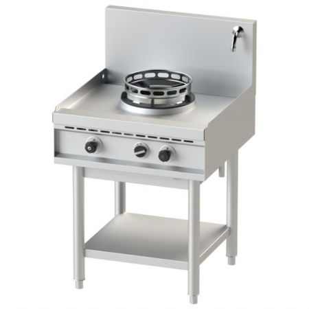 Fourneau wok à gaz avec étagère, 1 brûleur et robinet d'eau, 13 kW - Virtus - AHA0001