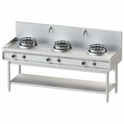 Poste de cuisson wok gaz avec �tag�re - 3 br�leurs puissance 39 kW