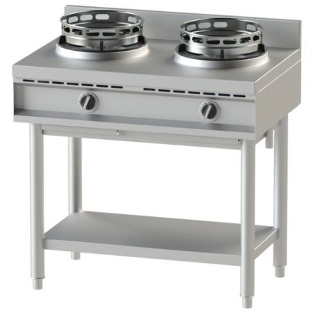 Fourneau wok à gaz avec étagère, 2 zones 26 kW - Virtus - AHA0018
