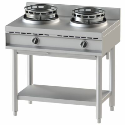 Poste de cuisson wok gaz avec tablette 2 br�leurs - puissance 26 kW