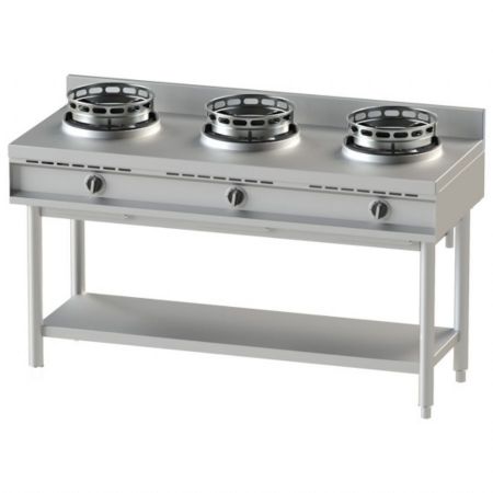 Fourneau wok à gaz avec étagère, 3 zones 39 kW - Virtus - AHA0019