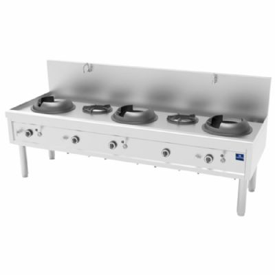Poste de cuisson wok gaz inox avec 3 feux 27,5 kW et 2 brleurs soupe 9,2 kW