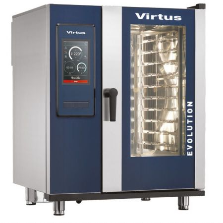 Four mixte professionnel à gaz à vapeur chauffe-eau et système de nettoyage automatique, 10 niveaux GN 1/1 - Virtus - AIC0040/FN