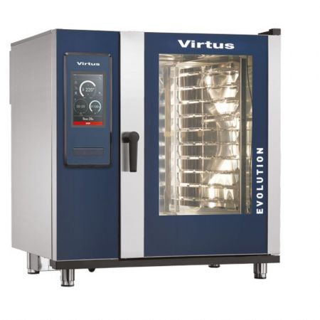Four mixte professionnel à gaz à vapeur chauffe-eau et système de nettoyage automatique, 10x GN 2/1 - Virtus - AIC0042/FN