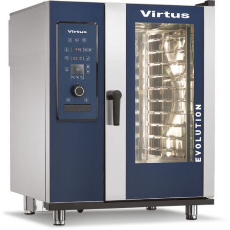 Four mixte professionnel à convection électrique vapeur directe et système de nettoyage automatique, 10x GN 1/1 Triphasé - Virtus - AIC0072/FN