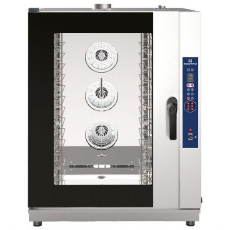 Four mixte professionnel digital à gaz à vapeur directe nettoyage automatique, 10 niveaux GN 1/1 ou 600x400 mm - Virtus - AIC0106