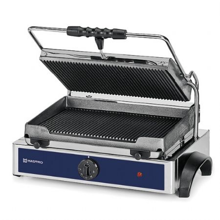 Paninis gril contact simple avec 1 plaque en fonte rainurée, 365x245 mm - Virtus - AJA0003