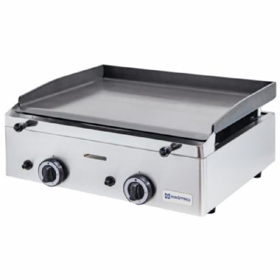 Plaque grill gaz de table surface lisse avec 2 zones 5,5 kW - 510 x 620 x 260 mm