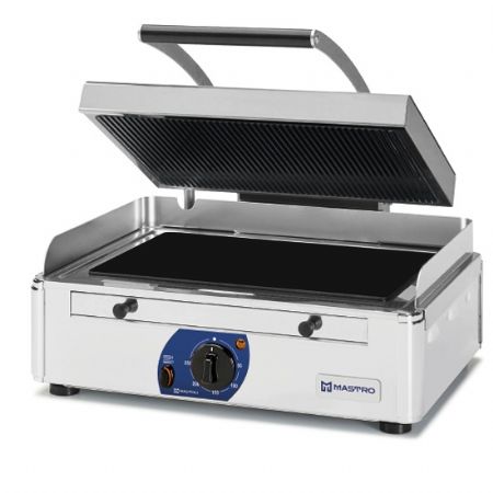 Paninis gril contact double 2 plaques vitrocéramiques lisse et rainurée 2x220x220 mm 3.4 kW - Virtus - AJA0032