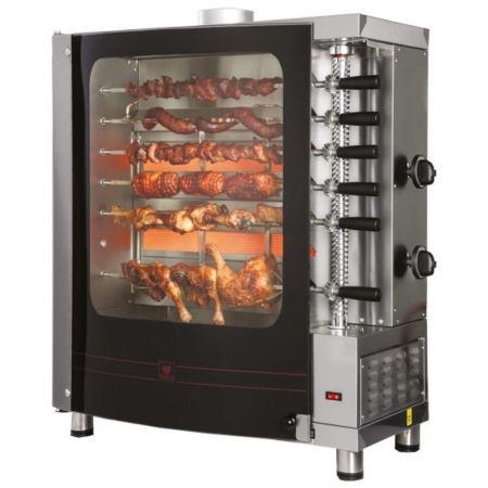 Rôtissoire professionnelle churrasco à gaz avec 7 broches - Virtus - AJD0044