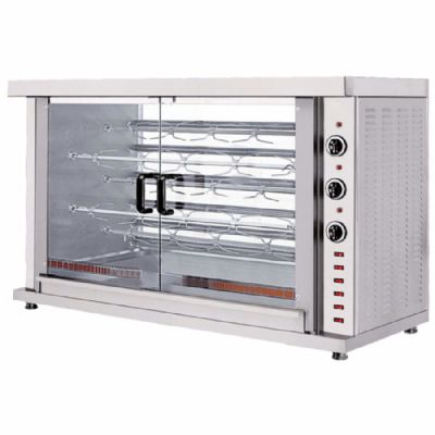 Rôtissoire électrique à poulets avec éclairage et 5 broches 20-25 poulets Rôtissoire électrique à poulets avec éclairage et 5 broches 20-25 poulets