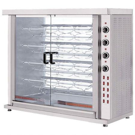 Rôtissoire professionnelle électrique avec éclairage, 9 broches pour 36-45 poulets Triphasé - Virtus - AJD0053