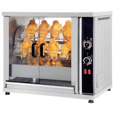 Rôtissoire professionnelle planétaire électrique éclairage, 4 paniers 16-20 poulets Triphasé - Virtus - AJD0055