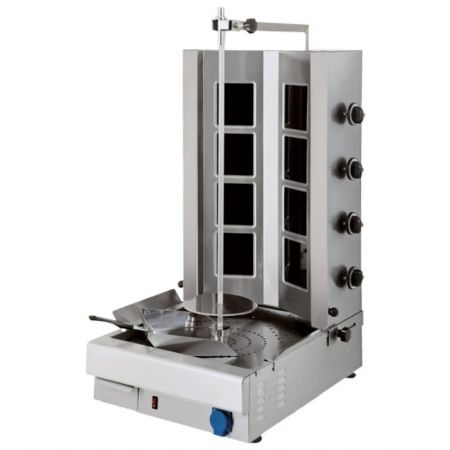 Grill Kebab Vitrocéramique 4 zones de chauffage, moteur infrarouge inférieur, charge max. 40-60 kg Triphasé - Virtus - AJE0019