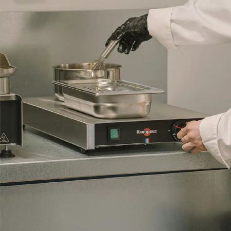 Plaque chauffante professionnelle électrique inox 500 W 30 à 120 °C - Krampouz - AMPC1AA-KR