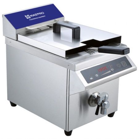 Friteuse à poser petite capacité à induction avec robinet de vidange, capacité d'huile 8 litres, monophasé, 3.6 kW - Virtus - AMZ0043