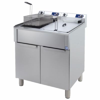 Friteuse électrique sur coffre triphasée avec 2 bacs 2x15 L puissance 24 kW Friteuse électrique sur coffre triphasée avec 2 bacs 2x15 L puissance 24 kW