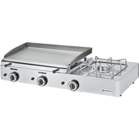 Plaque à Snacker combinée de table gaz avec 2 zones et 1 brûleur 8,7 kW - Virtus - AOZ0009/RN