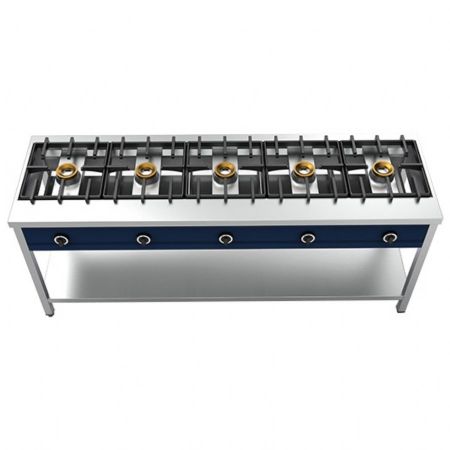 Réchaud cuiseur à crêpes 5 brûleurs gaz de 8 kW chacun - Virtus - AOZ0025