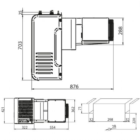 Groupe frigorifique  chevauchement pour volume de chambre 0,38 m3 temprature -5/+5C