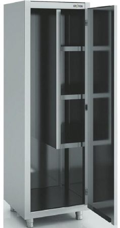 Armoire d'entretien en inox avec porte battante - 600x450x1900 mm