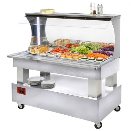 Buffet réfrigéré mural en bois blanc, 4 bacs GN1/1-150, 1495x690x1405 mm - Diamond - ASB/4N-A1-R2 Buffet réfrigéré mural en bois blanc, 4 bacs GN1/1-150, 1495x690x1405 mm - Diamond - ASB/4N-A1-R2