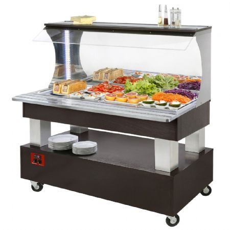 Buffet réfrigéré mural en bois wengé, 4 bacs GN 1/1, 1495x690x1405 mm - Diamond - ASB/4N-B1-R2 Buffet réfrigéré mural en bois wengé, 4 bacs GN 1/1, 1495x690x1405 mm - Diamond - ASB/4N-B1-R2