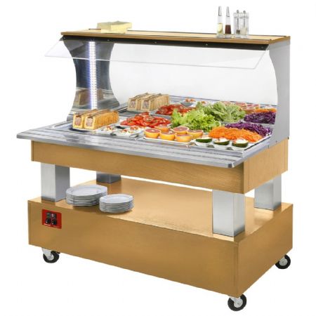 Buffet réfrigéré mural en bois chêne clair, 4 bacs GN 1/1, 1495x690x1405 mm - Diamond - ASB/4N-D1-R2 Buffet réfrigéré mural en bois chêne clair, 4 bacs GN 1/1, 1495x690x1405 mm - Diamond - ASB/4N-D1-R2
