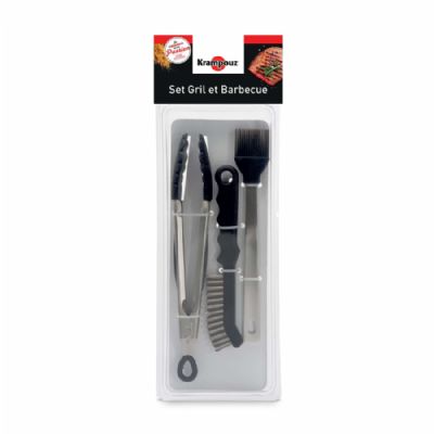 Set barbecue professionnel avec pince, brosse et pinceau Set barbecue professionnel avec pince, brosse et pinceau