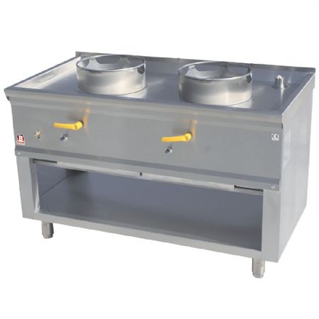 Fourneau wok gaz 2 feux - 1200x630x780 mm