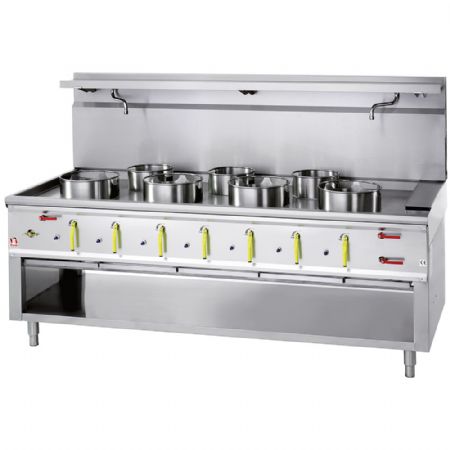 Fourneau wok gaz 7 br�leurs avec rideau d'eau