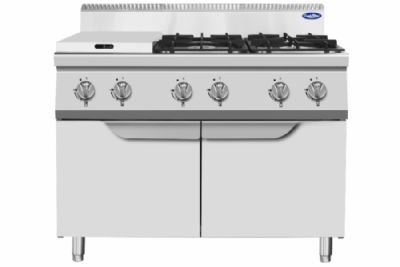 Fourneau gaz monté sur meuble bas gamme 700 équipé de 4 brûleurs puissants