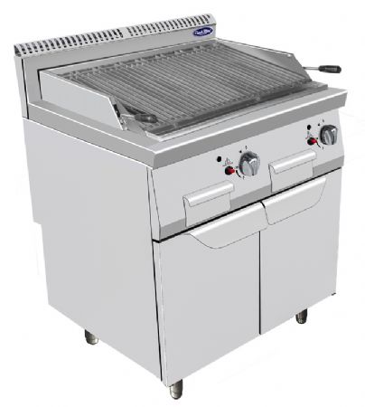 Grill pierre de lave profondeur 700 sur placard poignées de réglages Gaz propane 800x700x1085 mm - Atosa - AT7G8CM-F