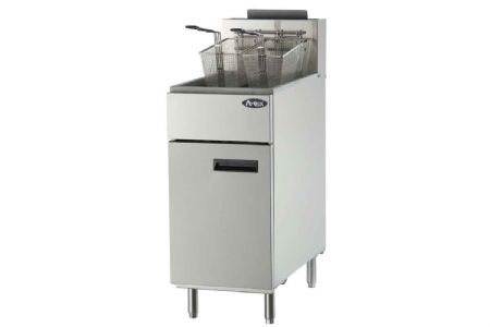 Friteuse professionnelle à gaz bouteille (gaz propane) haut rendement sur armoire 28 kW - 21L