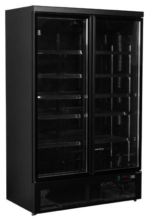 Réfrigérateur vitré 2 portes vitrées positive Noire - Tefcold - Atom Maxi C2DBB