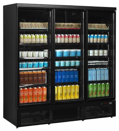 Réfrigérateur vitré 3 portes vitrées noire froid positive - Tefcold - Atom Maxi C3DBB