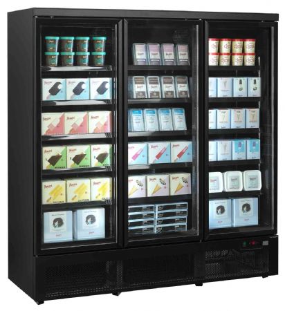 Vitrine murale négative de supermarché noire 3 portes - Tefcold - Atom Maxi F3DBB