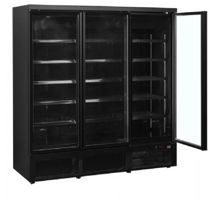Vitrine noire pro  froid ngatif avec 3 portes vitres  charnires - 1880x710x2003 mm