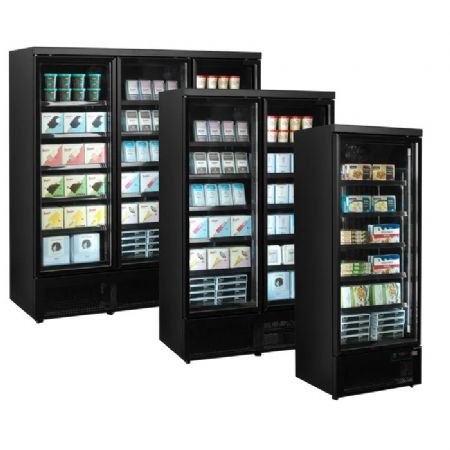Vitrine noire pro  froid ngatif avec 3 portes vitres  charnires - 1880x710x2003 mm
